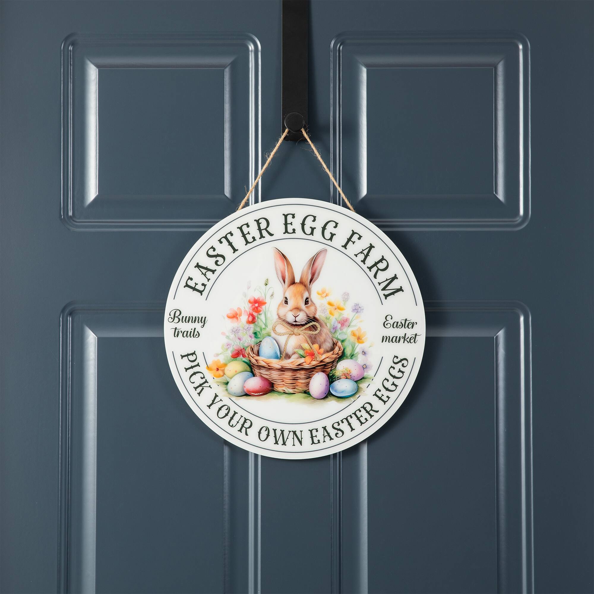 Glitzhome® 11.75" Easter Bunny Round Wall or Door Hanger